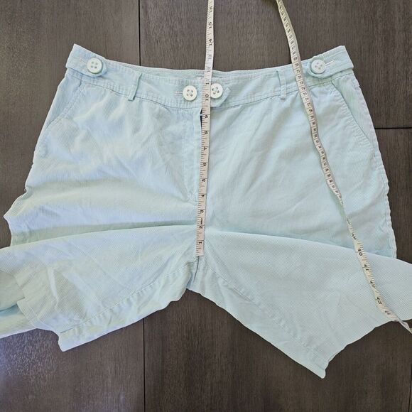Vtg Talbots Seafoam Green Stripe Seersucker Shorts 16 PETITE Coastal Preppy - Picture 6 of 6